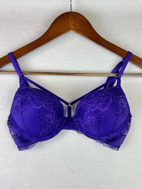 Victoria's Secret Bombshell Add 2 Cups Lace Detail Bra Purple 32B